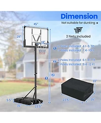 Costway Basketball Hoop Outdoor System with 45 Inch Shatterproof Pc Backboard Wheels