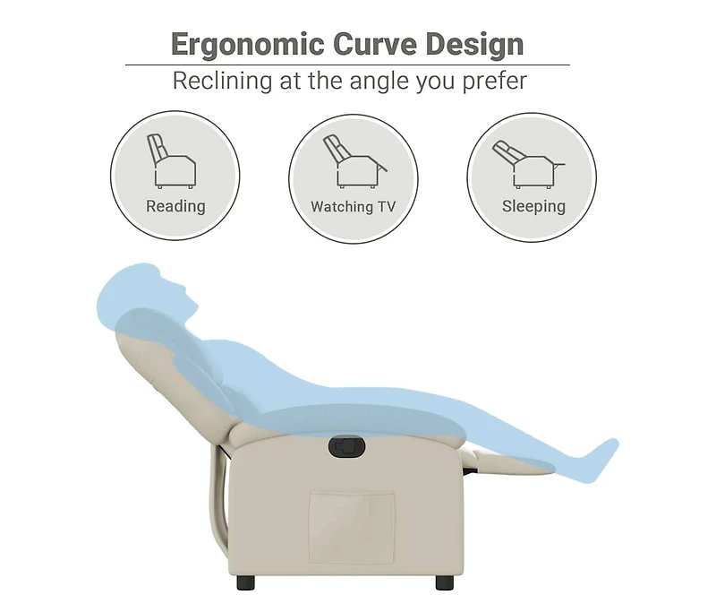 Recliner Chair Cream Faux Leather