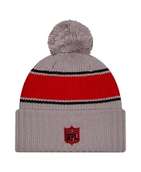 New Era Men's Gray San Francisco 49ers 2024 Sideline Sport Cuffed Knit Hat with Pom