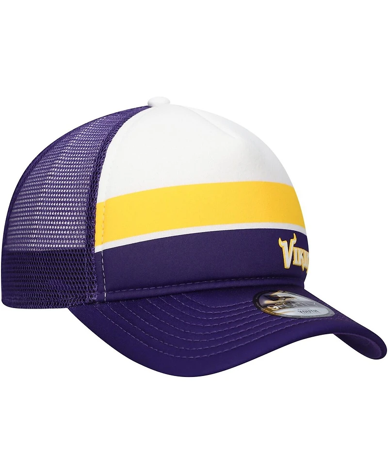 New Era Big Boys and Girls Purple Minnesota Vikings Sport Night Color Block 9FORTY A-Frame Trucker Adjustable Hat