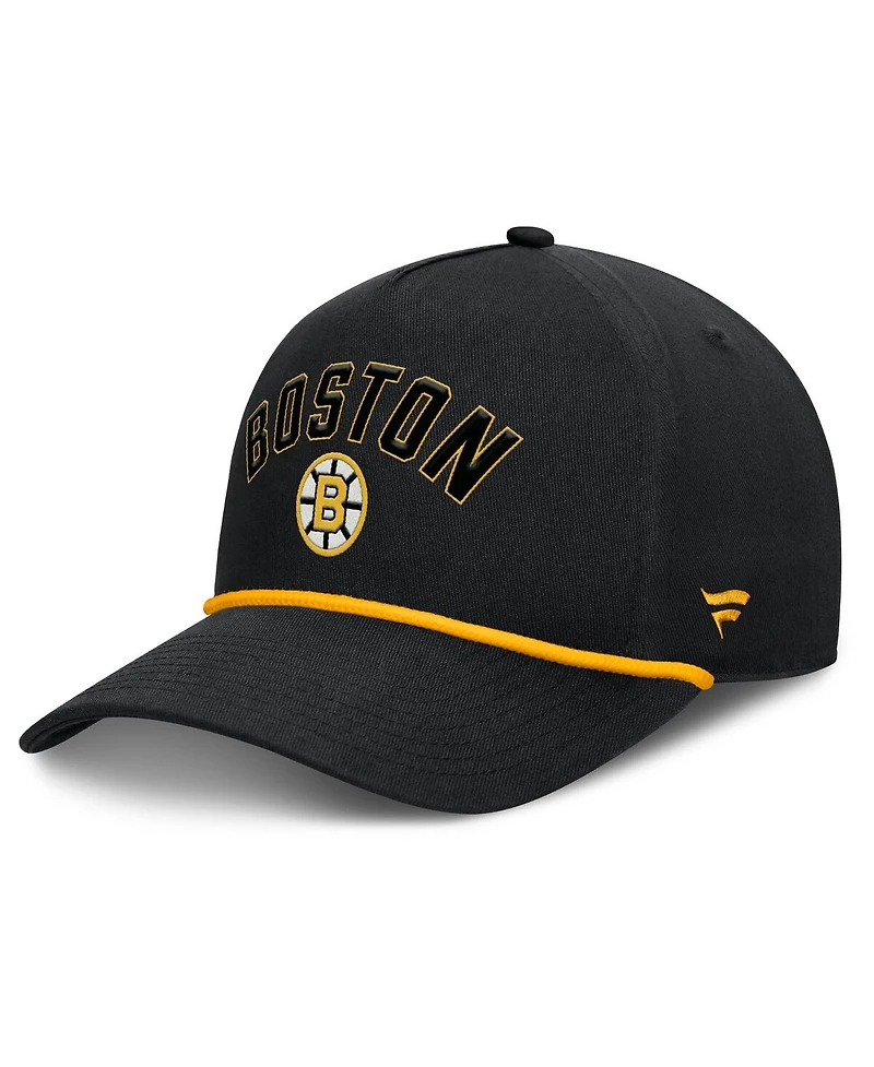 Fanatics Men's Black Boston Bruins Decades Collection A-Frame Rope Adjustable Hat