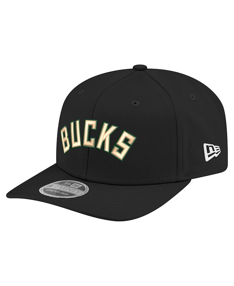 New Era Men's Black Milwaukee Bucks Statement Edition Jersey Hook 9SEVENTY Stretch-Snap Hat
