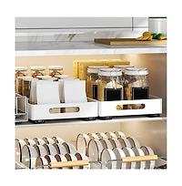 gaomon Pull Out Cabinet Organizer Heavy Duty Metal Slide Out Drawers for Kitchen Cabinets, Fixed with Adhesive Films, Slide Out Shelves for Kitchen Ba