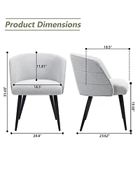 Dyhome Upholstered Fabric Dining Chairs with Black Metal Legs, Modern Curved Backrest Kitchen Chairs