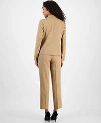 Le Suit Women's Pinstriped Notch-Collar One-Button Jacket & Straight-Leg Mid-Rise Pants Set, Regular & Petite