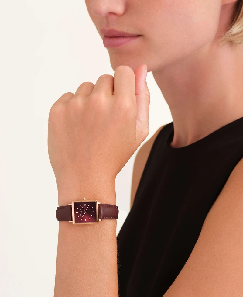 Rosefield Boxy Xs Women's Brown Leather Watch 24mm