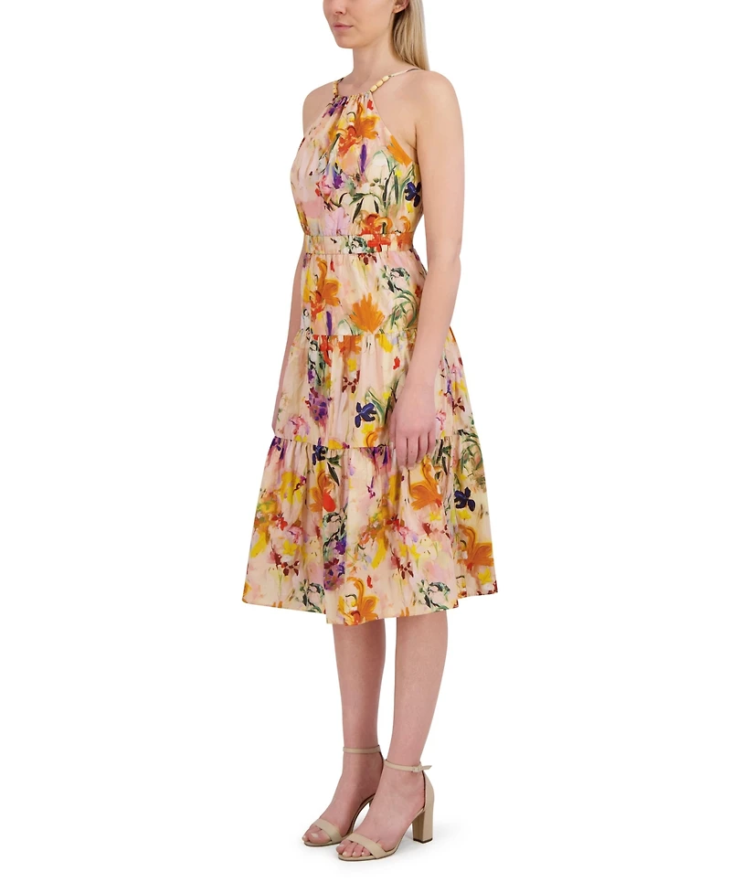 Laundry by Shelli Segal Women's Beaded Halter Midi Dress