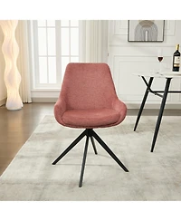 Dyhome Linen Upholstered Swivel Side Chair, Mid Century Modern Dining Chairs with Metal Frame, Set of 1