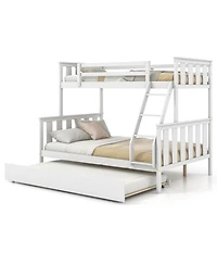 3-in-1 Twin Over Full Bunk Bed with Trundle and Built-in Ladder