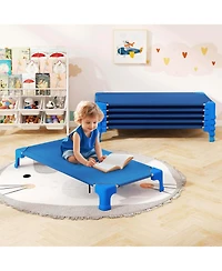 6 Pack Stackable Daycare Cots with Easy Lift Corners Heavy-Duty Metal Frame Kids