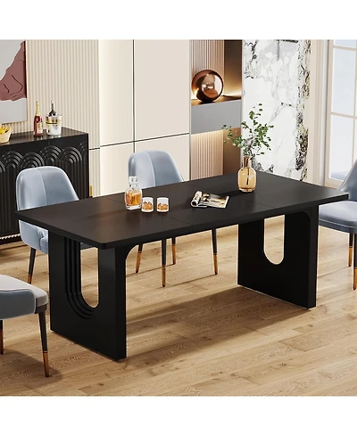 Tribesigns Modern Dining Table for 6 to 8 People, 71" Large Kitchen Table, Rectangular Long Dinner Kitchen, Room, Living