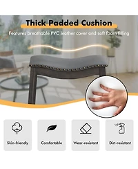 Gymax Set of Saddle Bar Stools Bar Height Kitchen Chairs w/ Rubber Wood Legs