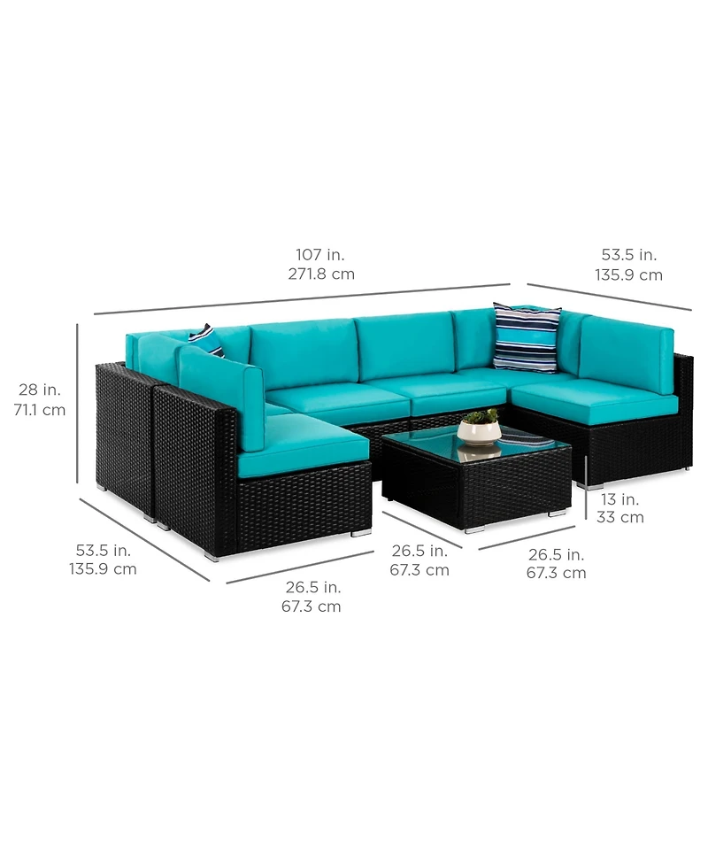 Best Choice Products 7-Piece Outdoor Modular Patio Conversation Furniture, Wicker Sectional Set