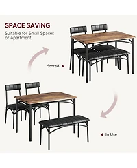gaomon Dining Table Set for 4, Kitchen Table with Upholstered Bench and 2 Chairs, Kitchen Table and Chairs Set, for Small Space, Apartment, Home, Kitc