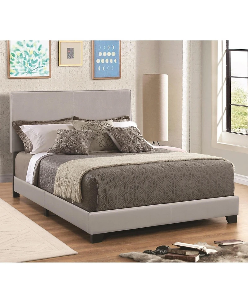 Leather Upholstered Twin Size Platform Bed with Modern Design and Sturdy Support