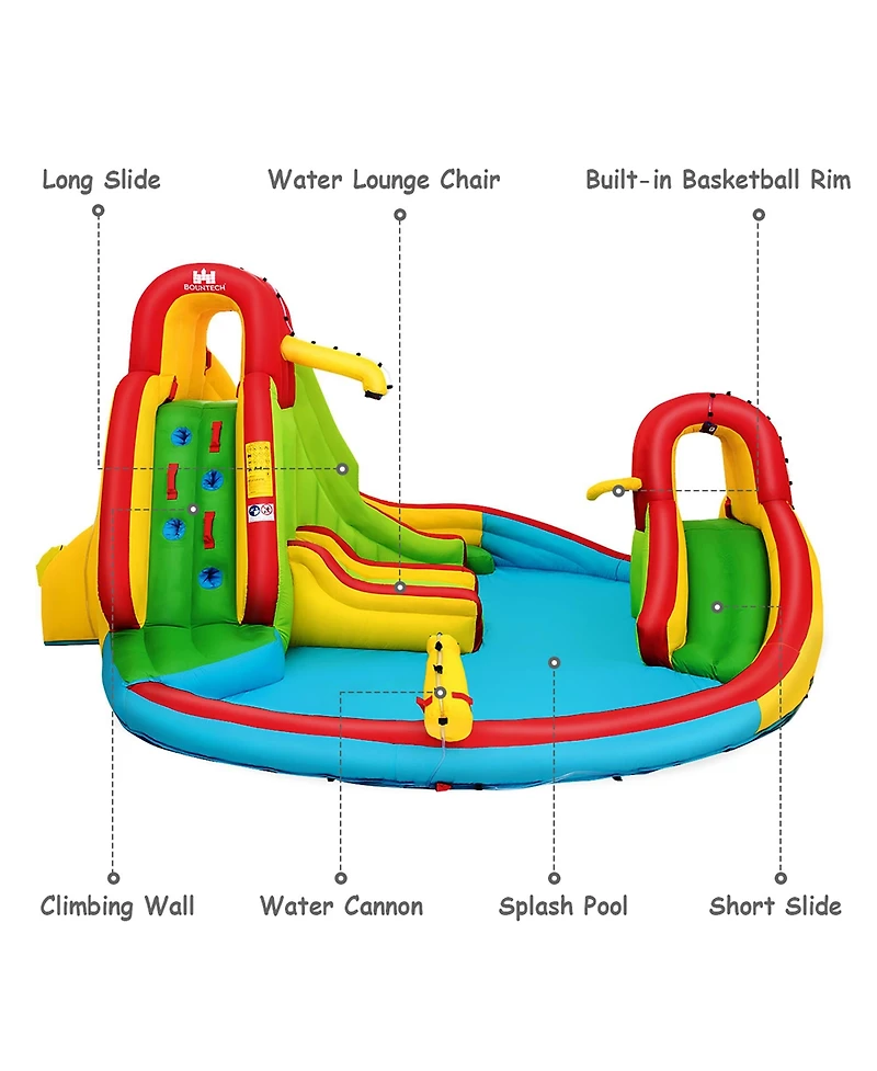 Kids Inflatable Water Slide Bounce Park Splash Pool with Water Cannon & 550W Blower