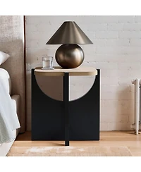 LuxenHome Modern Black and Brown Square Side and End Table