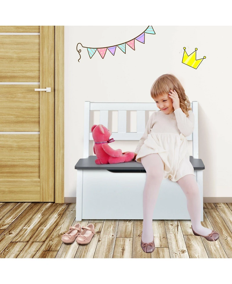 Gouun 4 Pieces Kids Wooden Activity Table and Chairs Set with Storage Bench and Study Desk