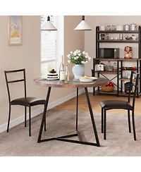 gaomon Dining Table Set for 2, Round Kitchen Table and Upholstered Chairs for 2, 3 Piece Dining Room Table Set, Kitchen Table Set for Small Space, Apa