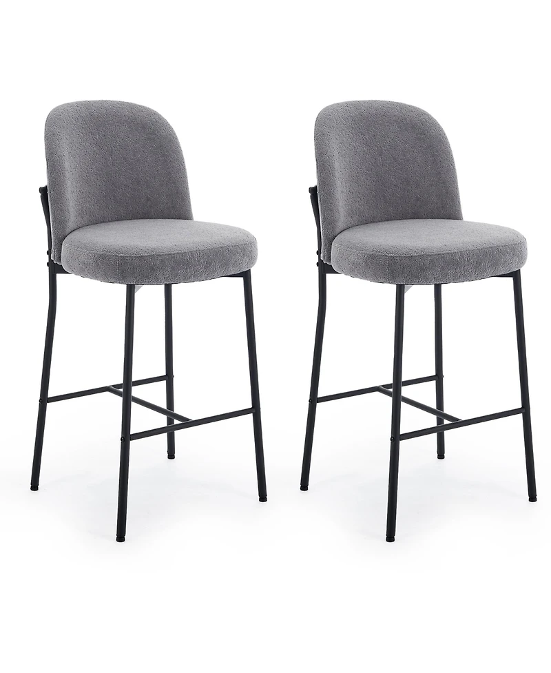 Dyhome Bar Stools Set of 2, 28 Inches Modern Counter Height with High Back Metal Legs, Upholstered Tall Barstools for Kitchen Island, Cafe,