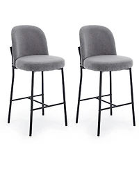 Dyhome Bar Stools Set of 2, 28 Inches Modern Counter Height with High Back Metal Legs, Upholstered Tall Barstools for Kitchen Island, Cafe,