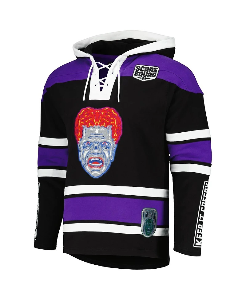Freeze Max Men's Black/Purple Are You Afraid of the Dark Scare Squad Monster Horror Lace-Up Hoodie