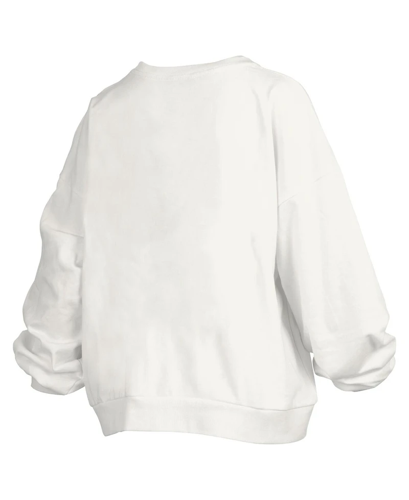 Pressbox Women's White North Carolina Tar Heels Janice Retro Logo Oversized Pullover Sweatshirt