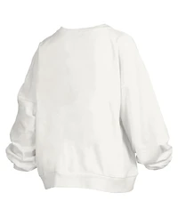Pressbox Women's White North Carolina Tar Heels Janice Retro Logo Oversized Pullover Sweatshirt