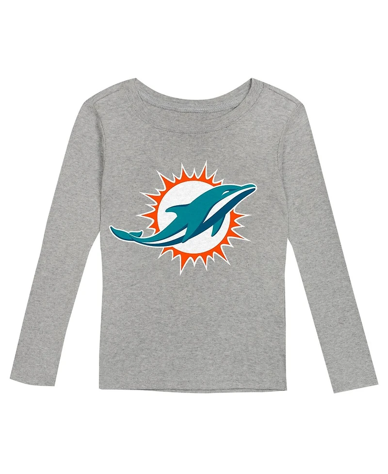 Outerstuff Preschool Heather Gray Miami Dolphins Long Sleeve T-Shirt and Pants Sleep Set