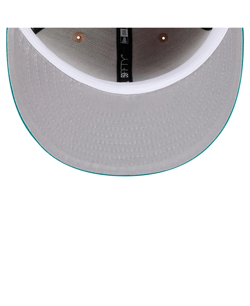New Era Men's Tan, Aqua Miami Dolphins Throwback Logo Main 59FIFTY Fitted Hat