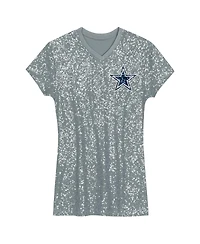 Outerstuff Big Girls Micah Parsons Silver Dallas Cowboys Sequin Player Name Number V-Neck Dress