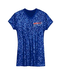 Outerstuff Big Girls Josh Allen Royal Buffalo Bills Sequin Player Name Number V-Neck Dress