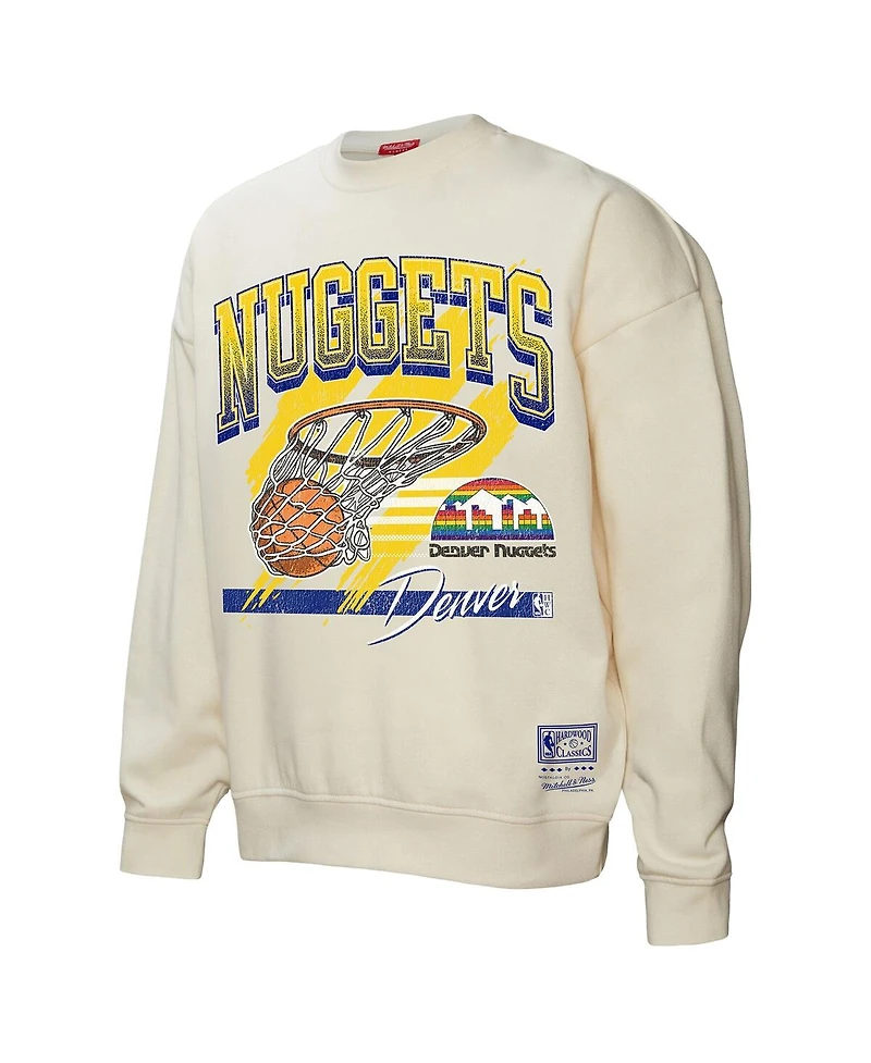 Mitchell & Ness Women's Cream Denver Nuggets Brush Bucket Pullover Sweatshirt
