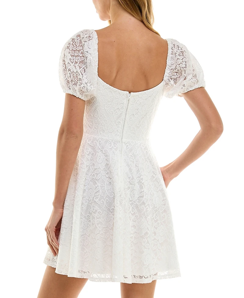 City Studios Juniors' Lace Fit & Flare Dress