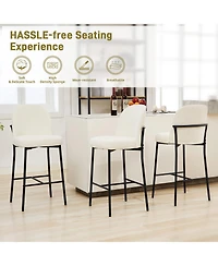 Dyhome Bar Stools Set of 3, 28 Inches Modern Counter Height Bar Stools with High Back Metal Legs, Upholstered Tall Barstools for Kitchen Island, Cafe,