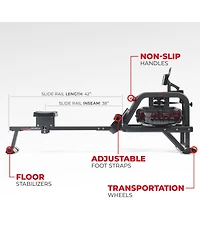 Sunny Health & Fitness Smart Obsidian Surge 500 m Water Rowing Machine