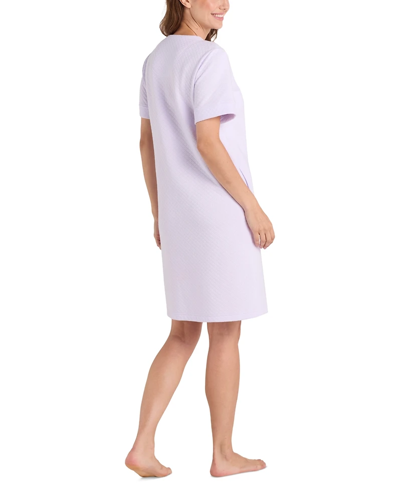 Miss Elaine Women's Short-Sleeve Zip-Front Robe