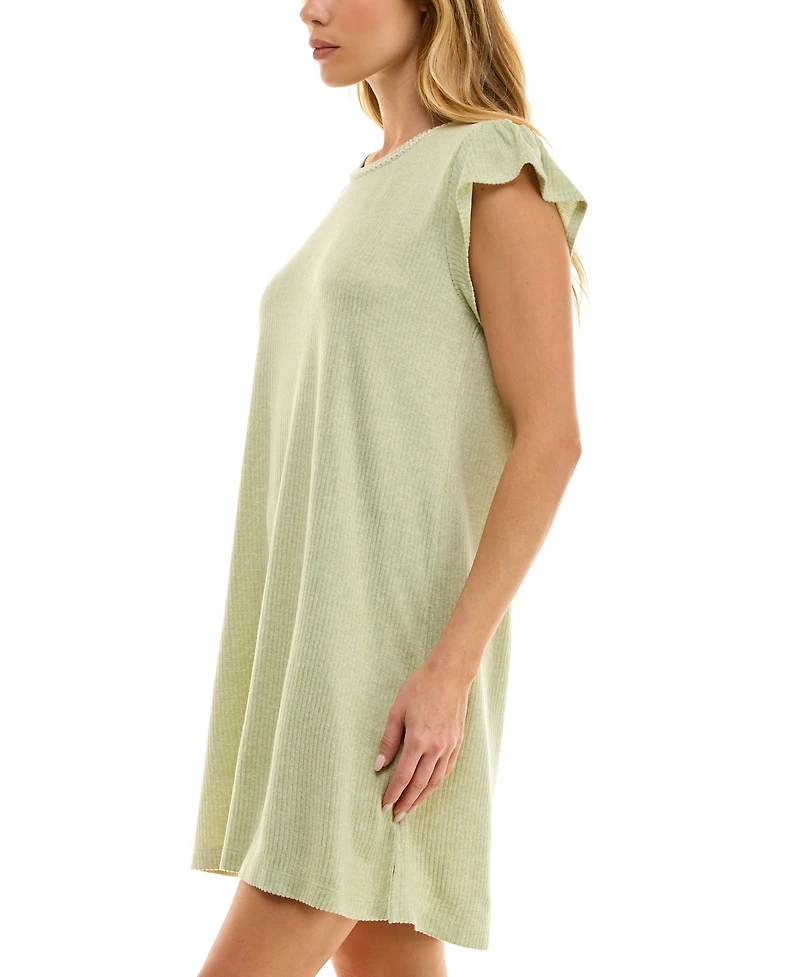 Roudelain Women's Ruffled-Sleeve Short Sleepshirt