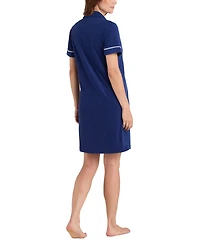 Miss Elaine Women's Short-Sleeve Solid Short Zip Robe