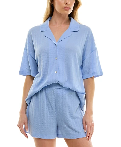 Roudelain Women's Knitted Gauze Short Pajama Set