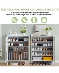 gaomon Shoe Cabinet with Glass Doors, 5-Tier Entryway Shoe Organizer Storage Rack with Large Capacity and Adjustable Shelves for Hallway, Living Room,
