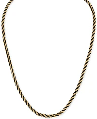 Esquire Men's Jewelry Black Cord Intertwined Rope Link 22" Chain Necklace in Gold-Tone Ion-Plated Stainless Steel, Exclusively at Macy's