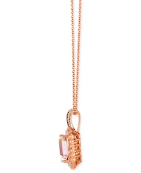 Le Vian Peach Morganite (1-1/2 ct. t.w.) & Diamond (1/3 ct. t.w.) Halo Adjustable 20" Pendant Necklace in 14k Rose Gold