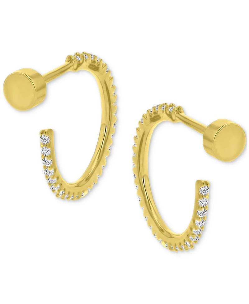 Cubic Zirconia Small Hoop Earrings (1/2 ct. t.w.) 14k Gold-Plated Sterling Silver, 0.62"