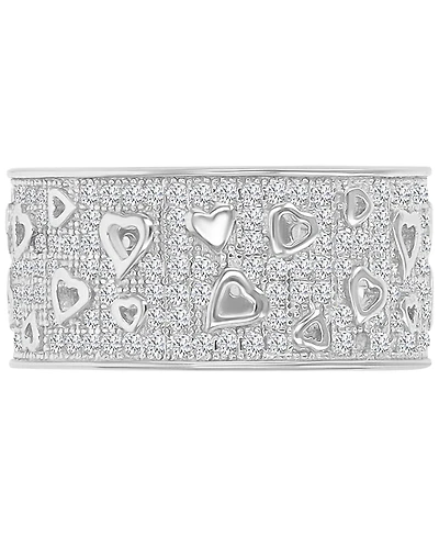 Heart Detail Cubic Zirconia Band Ring (2-1/5 ct. t.w.) Sterling Silver