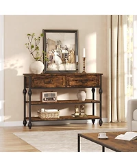 gaomon 41" Entryway Table, Console Table with 2 Storage Drawers, 3 Tier Industrial Metal Sofa Table, Behind Couch Table, Hallway Table for Entry, Livi