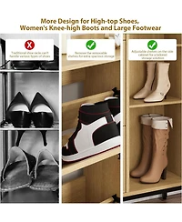 gaomon Shoe Cabinet Rattan with 3 Flip Drawers and 4-Tier Shoe Storage Cabinet, Freestanding Shoe Organizer with Adjustable Shelves for Entryway