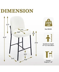 Dyhome Bar Stools Set of 4, 28 Inches Modern Counter Height Bar Stools with High Back Metal Legs, Upholstered Tall Barstools for Kitchen Island, Cafe,