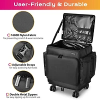 Byootique Rolling Makeup Train Case w/ Backpack Travel Barber Cosmetic Storage