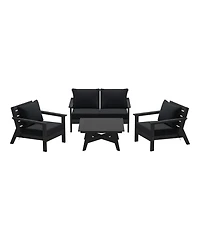 Outdoor 5-Piece Black Modular Sectional Patio Furniture Sofa Set